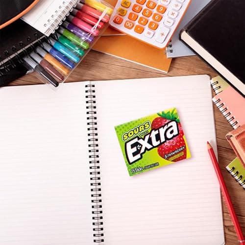 EXTRA SOURS Strawberry Fruit Gum Sugar Free Candy Sour Gum Pack 10Ct | Sugar Free sour gum with fresh breath on-the-go flavor; 10 count gum packs for purse essentials, bag, car, work thumbnail 9