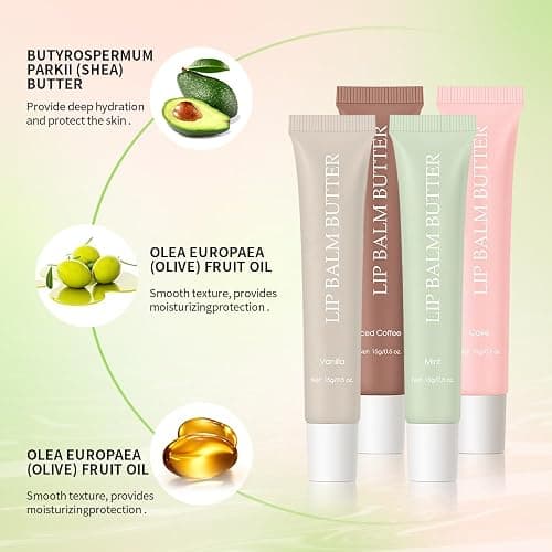 Summer Lip Glossy Butter Lip Balm, Lip Gloss Set, Soothing Lip Skincare, Instant Moisture, Lightweight, Nourish, Hydrate, Moisturizing Tint, Non-Sticky, Long-lasting (Iced Coffee, Large) thumbnail 2