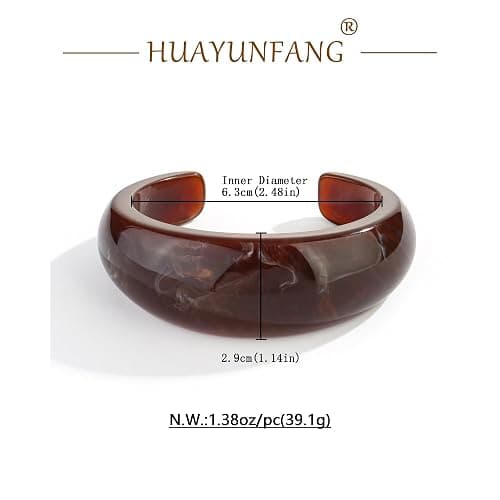 HUAYUNFANG Chunky Acrylic Bangles Bracelets For Women Geometric Acrylic Resin Acetate Mottled Wide Bangle Bracelet Statement Colorful Bangles for Party thumbnail 6