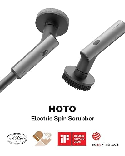 HOTO Electric Spin Scrubber, Rechargeable Shower Scrubber with 6 Brush Heads & Extension Pole, Cordless Power Cleaning Brush, Dual Speed, IPX7 Waterproof, Ideal for Bathroom/Kitchen/Tile/Floor/Wall thumbnail 3