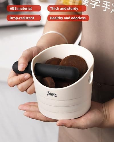 Bincoo Small Coffee Knock Box 4.5 Inch - Espresso Knock Box Accessories for Coffee Grounds Container - Multifunctional, Suitable for Home & Bar.(Off-white) thumbnail 8