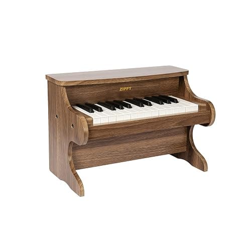 ZIPPY Kids Piano Keyboard, 25 Keys Digital Piano for Kids, Mini Music Educational Instrument Toy, Wood Toy for Toddlers Girls Boys (Walnut) - Image 1