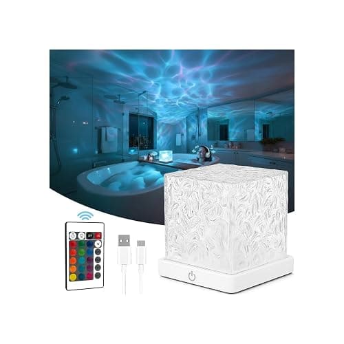 Rechargeable Shower Mood Light Cube, Ocean Wave Projector Lamp Cordless | 16 Colors, No Wiring, Waterproof, Remote & Touch Control, Spa-Like Shower Lamp for Bathroom, Bathtub, Bedroom, Relaxing - Image 1