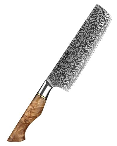 HEZHEN 7 inch Nakiri Knife Japanese High Carbon Steel-Super Durable Cooking Knife-67 Layers of Damascus Steel Sharp Blade -Ergonomic Design for Figured Sycamore Wood Handle thumbnail 10
