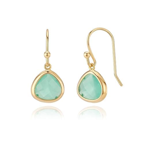 Dainty Aqua Blue Mint Green Dangle Earrings - 14k Gold-Plated, Hypoallergenic, Lightweight Sweet Crystal Glass Drops, Minimalist Beach Jewelry by MJLULU - Image 1