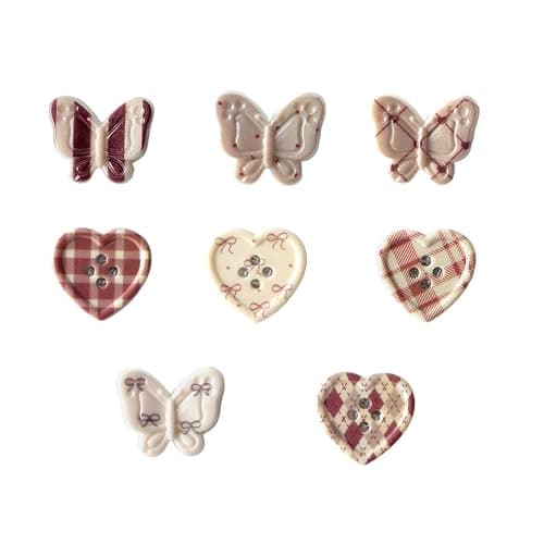 Ksriylm 8 Pcs Cute Checkered Butterfly Fridge Magnets Colorful Bow Heart Refrigerator Magnet Bows Fridge Magnets for, Locker, Kitchen, Whiteboard, Office, Strong Decorative Pink Magnetic Stickers - Image 1