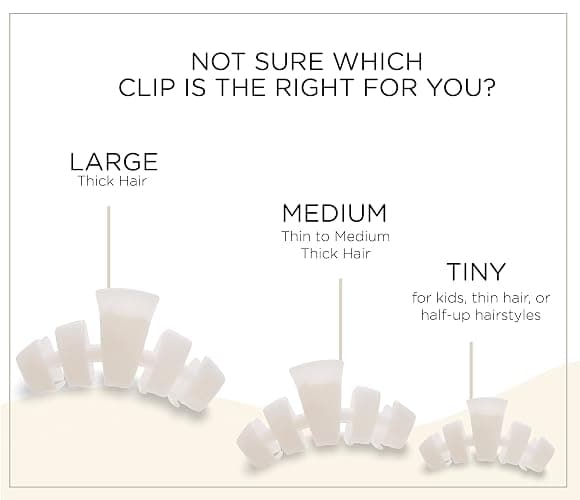 TELETIES - Medium Hair Clip - Strong Grip, Bendable Teeth, Comfortable Curved Design - Ideal for Medium-Thick Hair - For All Hair Textures - Coconut White thumbnail 6