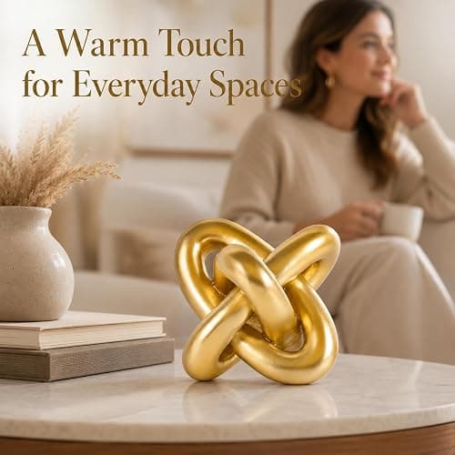XMGZQ Gold Knot Decor for Coffee Table Book,Chain Link Living Room Decor Item for Bookshelf Entryway Nightstand TV Stand,Minimalist Knot Sculpture for Home Living Room,Centerpiece Table Decorations thumbnail 6