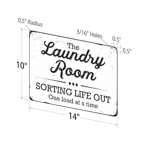 SmartSign Funny Laundry Room Sign, “Sorting Life Out One Load At A Time” Vintage Decor Sign, 10" x 14", 40 mil Laminated Rustproof Aluminum, Black & Rustic White, Made in USA thumbnail 2