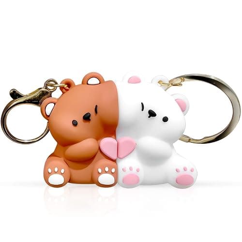 donciety Valentines Day Gifts, Bear Couple Keychain, Matching Keychains Cute Couple Gifts for Girlfriend Boyfriend Couples Matching Best Friend Keychain Birthday Valentine's Wife Husband Wedding - Image 1