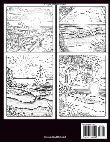 Beach Sunset Coloring Book for Adults: A Beautiful Adult Coloring Book for Fun and Relaxing Beach Vacation Scenes, Peaceful Ocean, and Stunning Sunset Designs (beach sunset coloring book) thumbnail 2