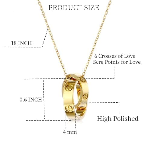 Women's Stainless Steel Necklace -18K Gold Women's Necklace, Gold Interlocking Titanium Steel Necklace, Women's Jewelry for Mother's Birthday, Father's Day Valentine's Day, Mother's Day, Girlfriend Necklace, Anniversary Necklace thumbnail 2
