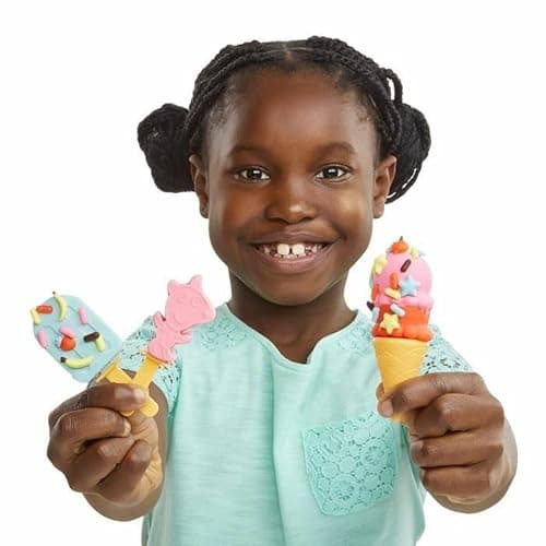 Play-Doh Peppa's Ice Cream Playset with Ice Cream Truck, Peppa and George Figures, and 5 Non-Toxic Modeling Compound Cans, Peppa Pig Toy for Kids 3 Years and Up thumbnail 4
