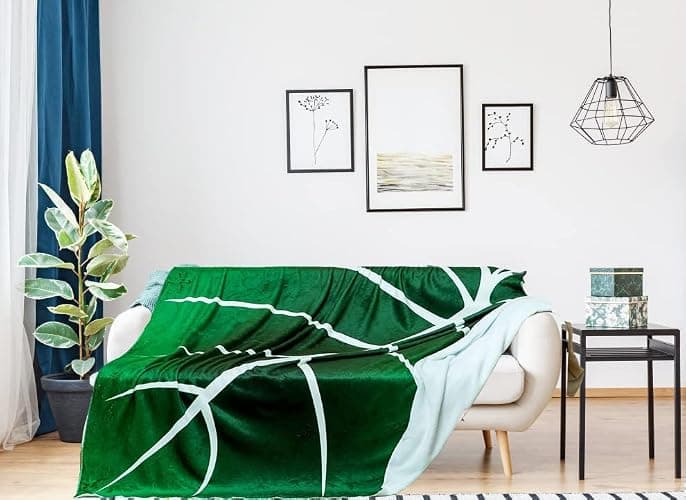 Leaf Blanket, Big Leaf Blanket Shape,Soft Plush Flannel DoubleThrow Decorative Leaves Design for Plant Lovers Bed Couch and Sofa[（79x91inch thumbnail 5