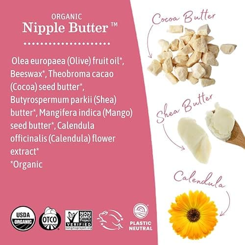 Earth Mama Organic Nipple Butter™ | Nipple Cream Safe for Breastfeeding | Postpartum Essentials for Nursing | Non Lanolin Nipple Cream, 2-Fluid Ounce - 2 Fl Oz (Pack of 1) thumbnail 6