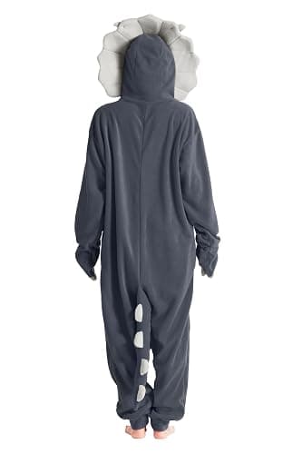 Loiahoer Unisexe Triceratops Onesie Costume Déguisement Dinosaure Combinaison Pyjama,Animaux Carnaval Cosplay Costume de Halloween pour Femmes Hommes thumbnail 4