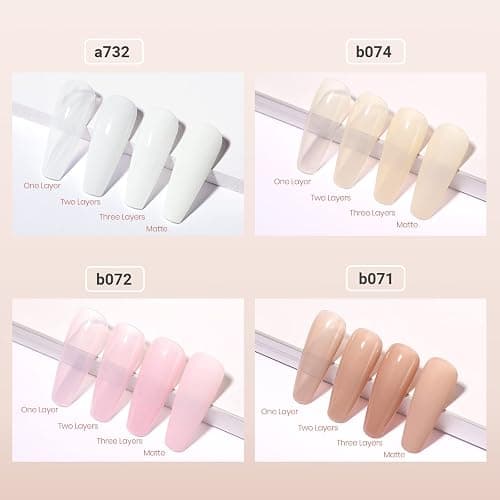 Beetles Nude Gel Polish, 15ml Jelly Neutral Nude Gel Nail Polish Set Translucent Effect Nail Concealer Soak Off UV Spring Summer French Nail Art Design Gift for Women thumbnail 7