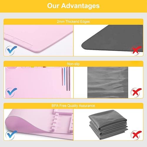Silicone Painting Mat, Art Mat with Cup, Craft Paint Brush Cleaner Tool, Artist for Kids Gift Clay DIY Creations, Gift Packaged (Pink) thumbnail 4