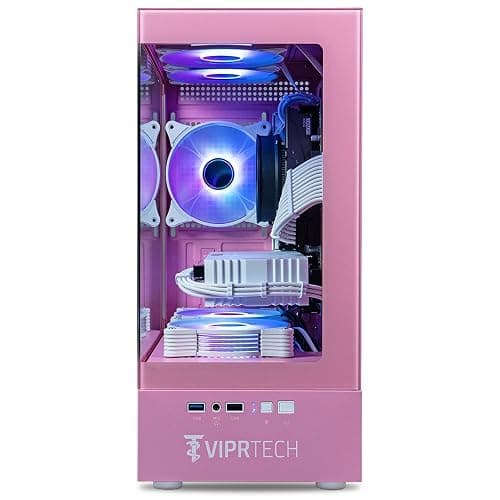 ViprTech Stryker 1.0 Gaming PC - AMD Ryzen 7 (4.1GHz Turbo), RX 580 8GB, 32GB DDR4 3200, 1TB NVMe SSD, 700W PSU, WiFi BT, Win 11 Pro, RGB, Desktop Computer Prebuilt, Pink thumbnail 4