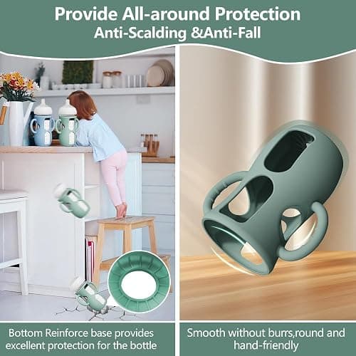 2 Pack Silicone Sleeves with Easy-Grip Handle for Avent Natural Glass Bottles, Anti Breakage Baby Bottle Holder, Compatible with Philips Avent Glass Natural Bottle 8 oz, Not for Infant Use thumbnail 5