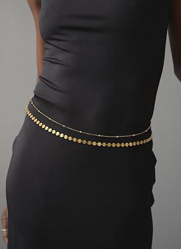 CHESKY Gold Waist Chain, Dainty 14k Gold Plated Belly Chain Adjustable Waterproof Body Chain Bikini Waist Beads for Women Satellite Beads Diamond Pearl Chain Dainty Body Chain Jewelry for Women thumbnail 9