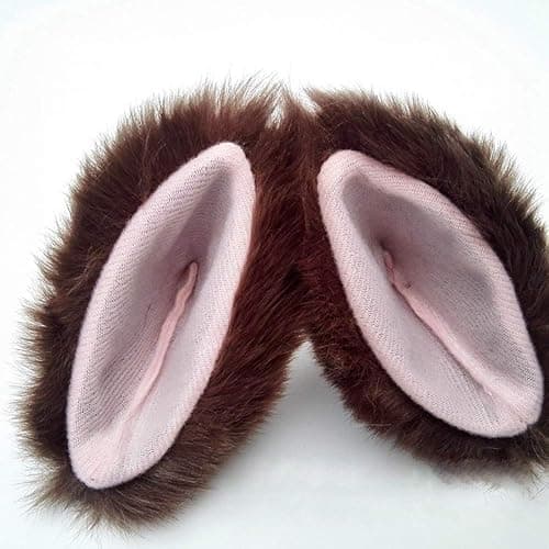 ZCMG Cat Ears Hair Clips Fox Ears Barrettes Women Furry Fur Cat Headpiece Holiday Hair Pins Sweet Halloween Party Decoration Headband Anime Cosplay Costume Kitty Kitten Hair Accessories Coffee - Pink thumbnail 5