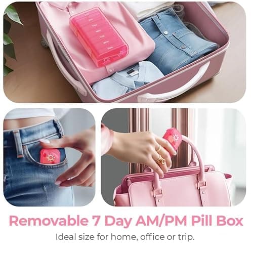 AUVON XL Weekly Pill Organizer 2 Times a Day, AM PM Pill Case with One-Side Large Opening for Easy to Use, Pill Box 7 Day Travel Medication Organizer for Medications, Vitamins, Fish Oils, Supplements thumbnail 5
