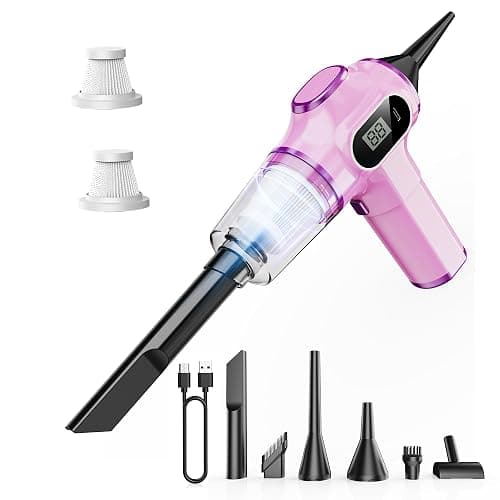 BELIBUY Women-Friendly Cordless Pink Car Vacuum Cleaner – 15000Pa Portable Mini Handheld Vacuum Cleaner, Effortlessly Handles Car,Office,Home & Pet Cleaning - Image 1