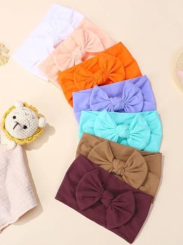 ALinmo 25PCS Baby Nylon Headbands Soft Baby Girl Headbands with Hair Bows | Soft Stretchy Baby Headbands Elastics Baby Girl Bows for Newborn Baby Girls Infants Toddlers Kids thumbnail 6