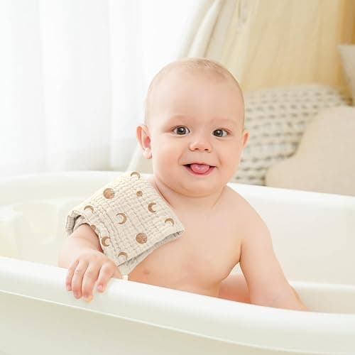 bearmoss Muslin Squares Cloths 100% Cotton Baby Burp Cloth 25x25CM Large Ultra-Absorbent Burp Cloth Soft Baby Face Towel for Newborn Baby Boy and Girl, 10Pack (Dreamland) thumbnail 7