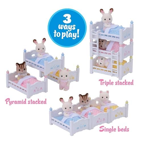 Calico Critters Triple Baby Bunk Beds - Dollhouse Furniture Set for Ages 3+ thumbnail 6