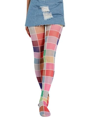 Vintage 60s Printed Funky Tights for Women Y2K Tie Dye Mesh Pantyhose Skinny Body Shaping Leggings Streetwear - Image 1