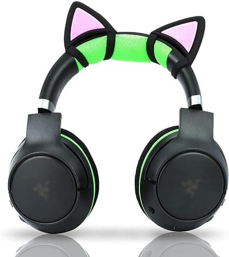 LEFXMOPHY Gamer Headphones Cat Ears Kitty Ear Replacement for Razer/HyperX/Logitech/Astro Gaming Headset, Silicone Adjustable Straps Attachment Accessory for Girl Glow in Dark, Black/Purple thumbnail 3