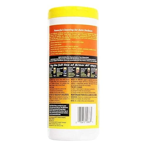 Armor All Interior Car Cleaning Wipes, Canister, Powerful Cleaning for Dashboards, Vinyl, Clear Plastics, Carpet and Fabric, 25 Count (Pack of 2) thumbnail 2