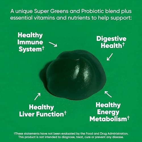 Goli SuperGreen Vitamin Gummy - 60 Count - Essential Vitamins and Minerals - Plant-Based, Vegan, Gluten-Free & Gelatin Free - Health from Within, Pack of 1 thumbnail 3