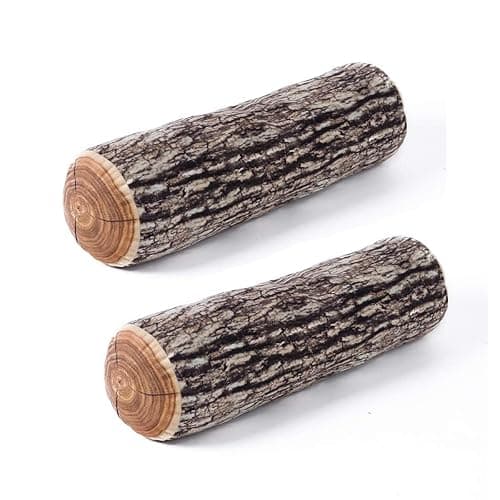 HYSEAS Decorative Round Throw Pillow, 3D Digital Print Comfortable Kids Funny Cute Wood Log Pillow Cylinder Floor Cushion for Home, Couch, Sofa, Bedroom, Living Room Decor, Trunk, 2 Pack - Image 1