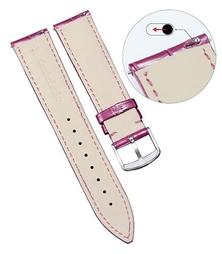 BINLUN Quick Release Leather Watch Straps Replacement Watch Bands Smart Watch Strap Crocodile Pattern in 10 Colors 13 Sizes with Silver/Gold/Rose-Gold Buckle for Men Women(10mm-24mm) thumbnail 3