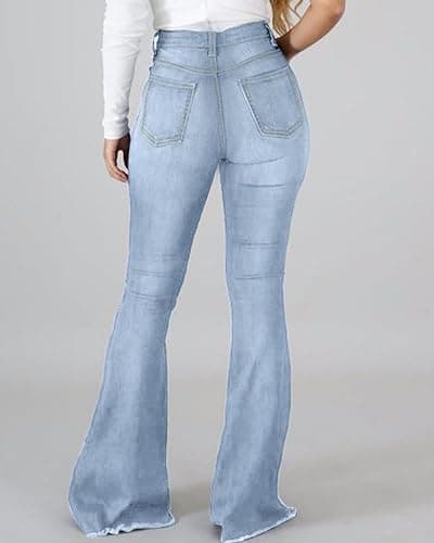 PEIHOT Vintage Bell Bottoms Flare Jeans for Women 90s High Waist Ripped Distressed Wide Leg High Rise Denim Pants thumbnail 3