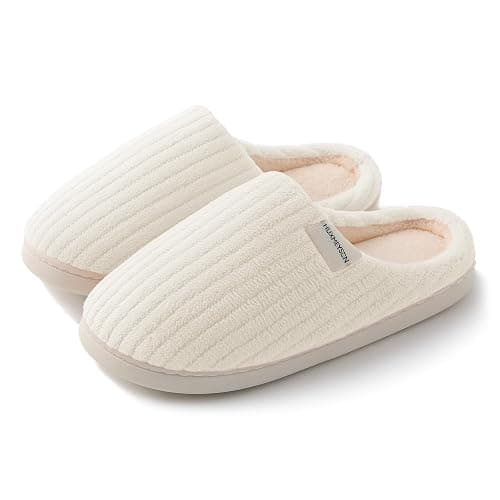 HUXMEYSON Slippers for Women, Warm Memory Foam Comfy House Slippers with Anti-Skid Rubber Sole for Indoor and Outdoor - Image 1