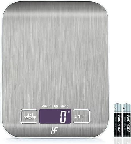 HomeFashion Bilancia da cucina digitale Bilancia per alimenti con piattaforma in acciaio inossidabile elettronica con display LCD retroilluminato Multifunzione per uso domestico e 5kg 1g 11libbr - Image 1