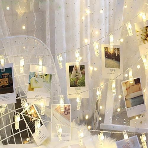 Dopheuor LED Photo Clip Copper String Lights Starry Fairy Warm White Lights Battery Powered for Hang Pictures Cards Bedroom Wall Decorations Christmas Patio Halloween Thanksgiving Wedding Party Décor thumbnail 2