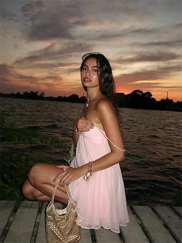 Women Chiffon Ruffles Sling Casual Sleeveless Backless U Neck Loose Mini Dresses Summer Holiday Short Robes thumbnail 5