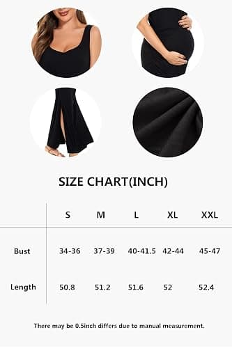 Smallshow Women's Split Long Maternity Dress | Sleeveless, Ruched, Pregnancy Clothes thumbnail 5