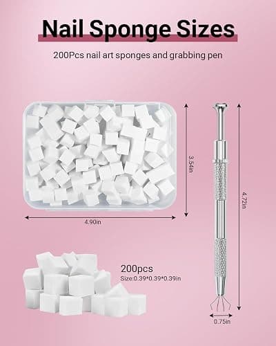 Hasakhi 200Pcs Nail Sponges for Ombre, Soft Nail Art Sponges With Grabbing Pen , Manicure Nail Art Tools, Blooming Nails,Nail Tech Must Have Nail Accessories Supplies for Home and Salon thumbnail 3