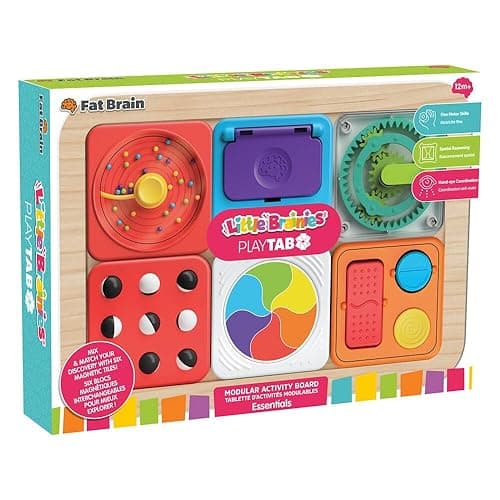 Fat Brain Toys PlayTab Essentials, Modular Sensory Activity Board, Busy Board for Toddlers and Babies Ages 12 Months+ thumbnail 2
