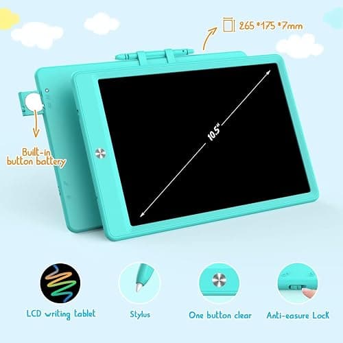 BUKEBU LCD Writing Tablet Doodle Board,10.5 inch Colorful Drawing Pad,Electronic Drawing Tablet, Drawing Pads,Travel Gifts for Kids Ages 3 4 5 6 7 8 Year Old Girls Boys (Blue) thumbnail 2