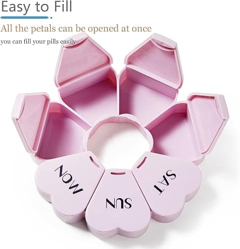 MOLN HYMY Large Weekly Pill Organizer, Girly Pill Box 7 Day, Purple Pink Daily Vitamin Holder for Fish Oil/Medicine/Supplements thumbnail 5