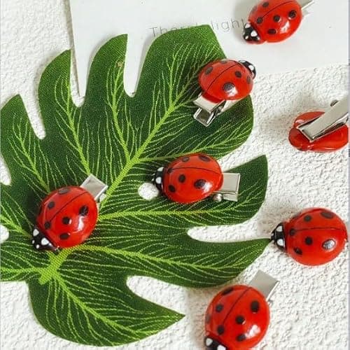 TYATVS 10 Pcs Ladybug Hair Clips Cute Lady Bug Barrettes Y2k Whimsy Twee Animal Grunge Whimsical Accessories (red) thumbnail 6