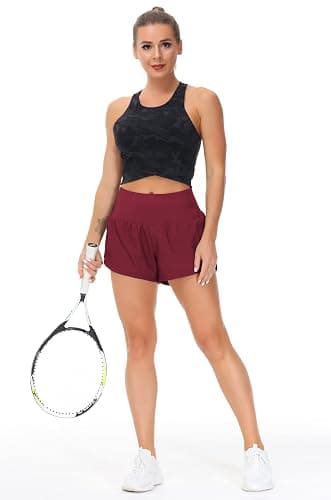 THE GYM PEOPLE Womens High Waisted Running Shorts Quick Dry Athletic Workout Shorts with Mesh Liner Zipper Pockets thumbnail 6