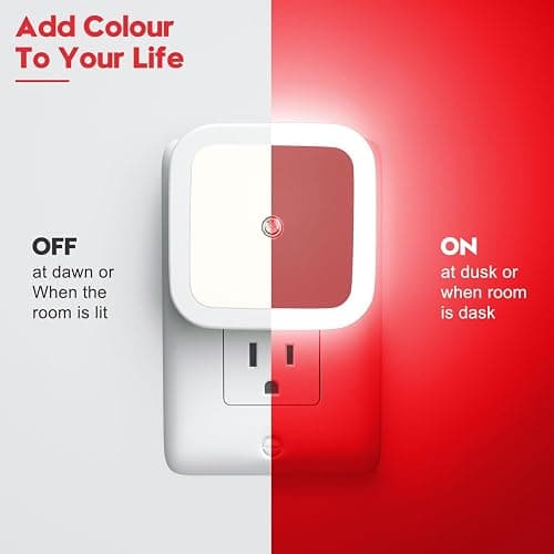 Sujeet Red Night Light, Night Lights Plug into Wall 4-Pack, Nightlight Plug in Night Light, Dusk to Dawn Night Lamp Led Night Lights for Adults Bedroom, Bathroom, Hallway thumbnail 5